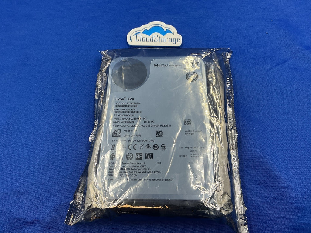 VHFPR DELL Seagate Exos X24 16TB 7.2K SATA 6Gbps 3.5 512e HDD ST16000NM002H