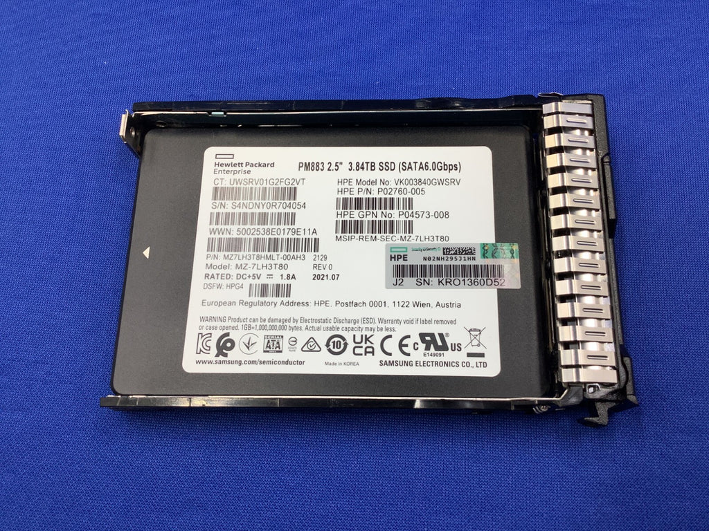 P04570-B21 HPE 3.84TB SATA 6G READ INTENSIVE SFF SC SSD P05323-001 VK003840GWSRV