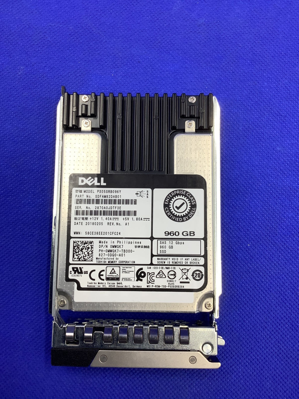 MWGK7 Dell 960GB SAS 12Gbps RI 2.5''Enterprise SSD 0MWGK7 PX05SRB096Y