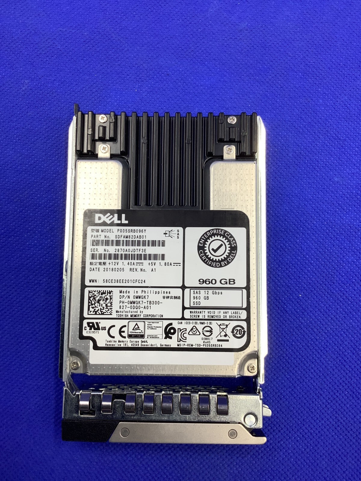 MWGK7 Dell 960GB SAS 12Gbps RI 2.5''Enterprise SSD 0MWGK7 PX05SRB096Y