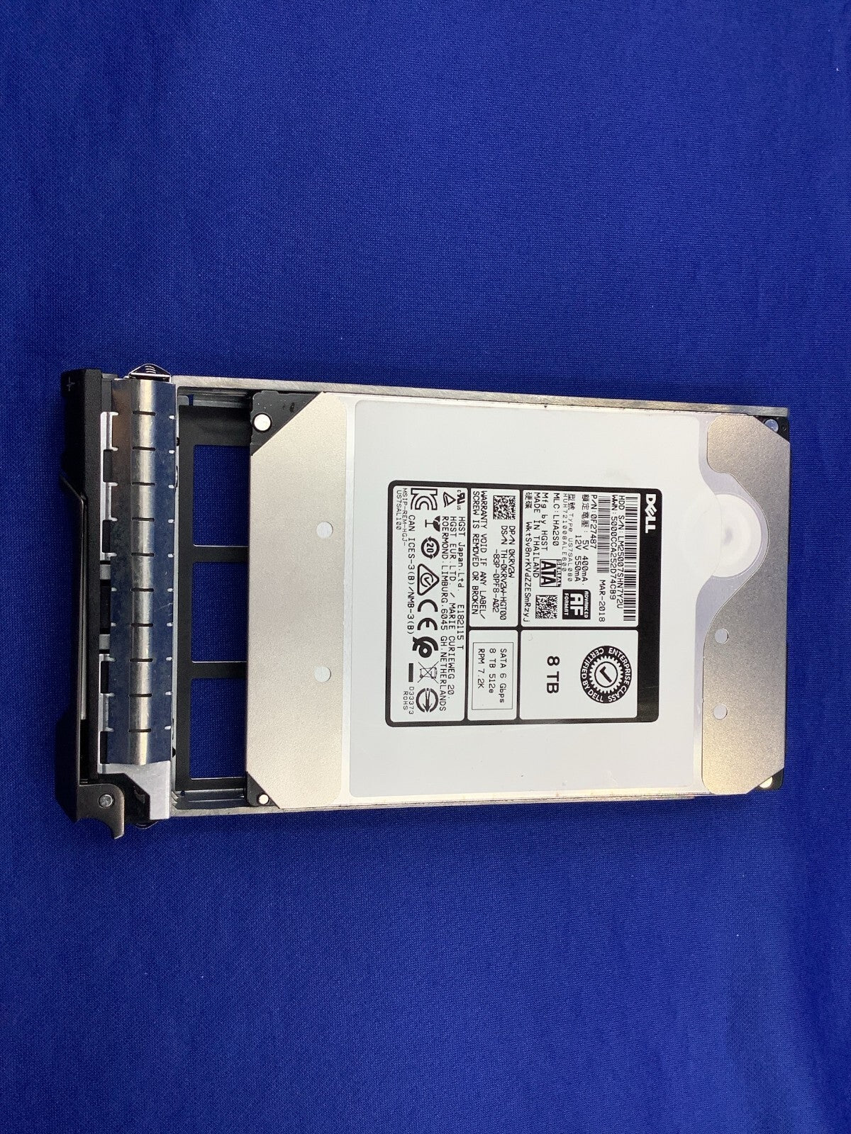 KRV2W DELL 8TB 7.2K SATA 3.5" 6Gb/s 512e HDD WITH DELL 094R4K Dell 3.5" LFF Hard