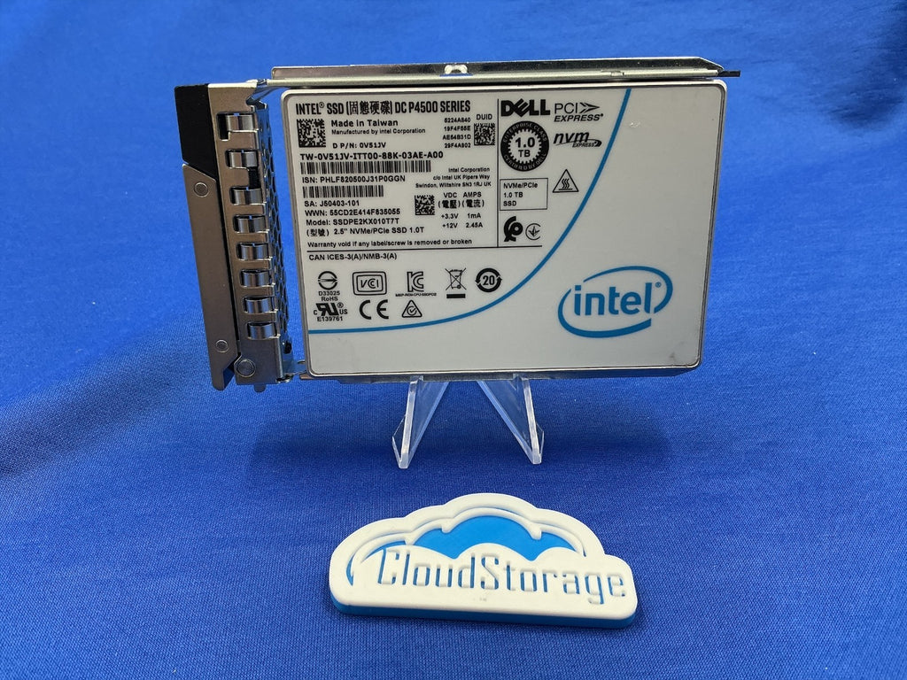 V51JV Dell Intel DC P4500 Series 1TB NVME PCIe 2.5'' SSD 0V51JV SSDPE2KX010T7T