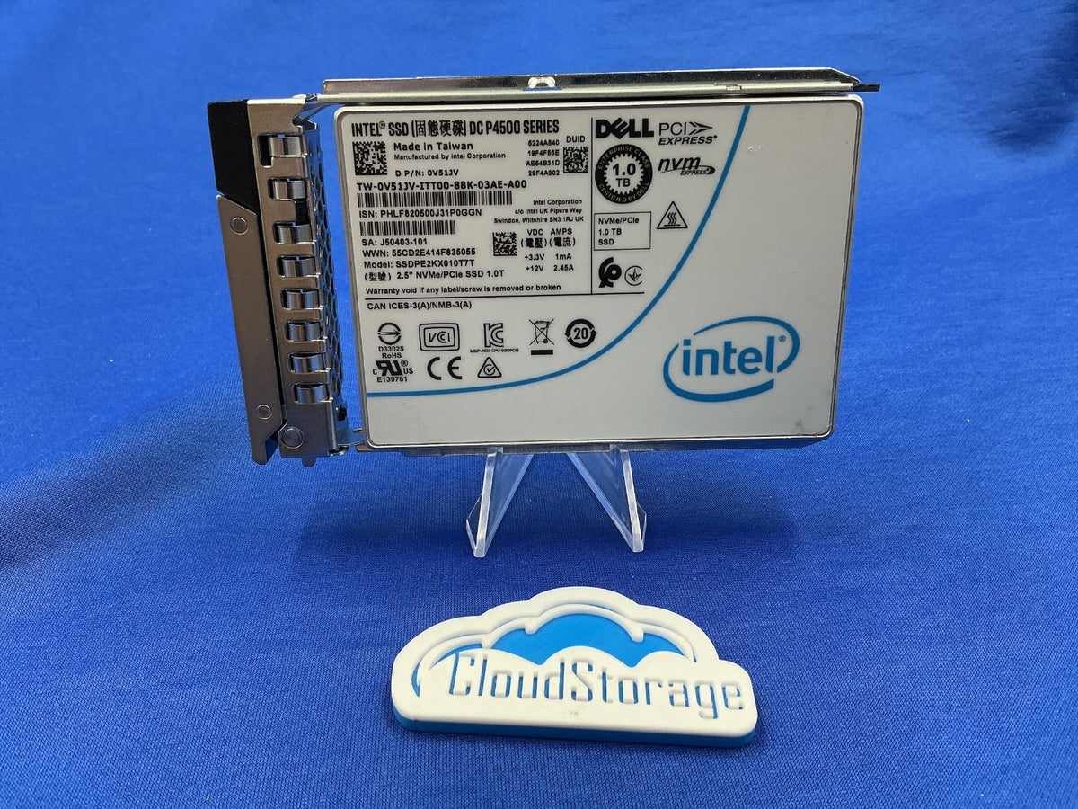V51JV Dell Intel DC P4500 Series 1TB NVME PCIe 2.5'' SSD 0V51JV SSDPE2KX010T7T