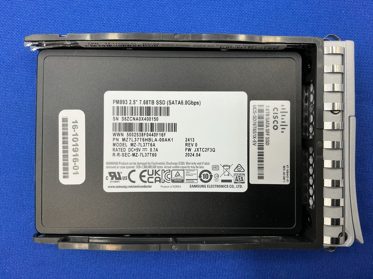MZ-7L37T6A CISCO UCS-SD76T6S1X-EV Samsung PM893 7.68TB SATA 6Gb/s 2.5" SSD