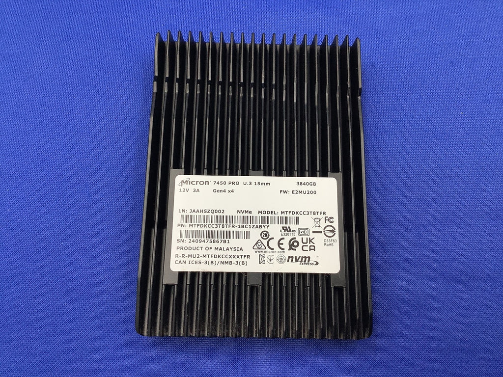 MTFDKCC3T8TFR  Micron 7450 PRO Series 3.84TB U.3 PCIE4.0 NVME 2.5in SSD