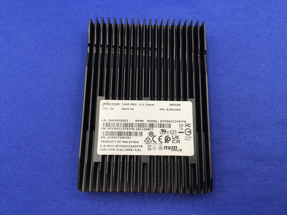 MTFDKCC3T8TFR  Micron 7450 PRO Series 3.84TB U.3 PCIE4.0 NVME 2.5in SSD