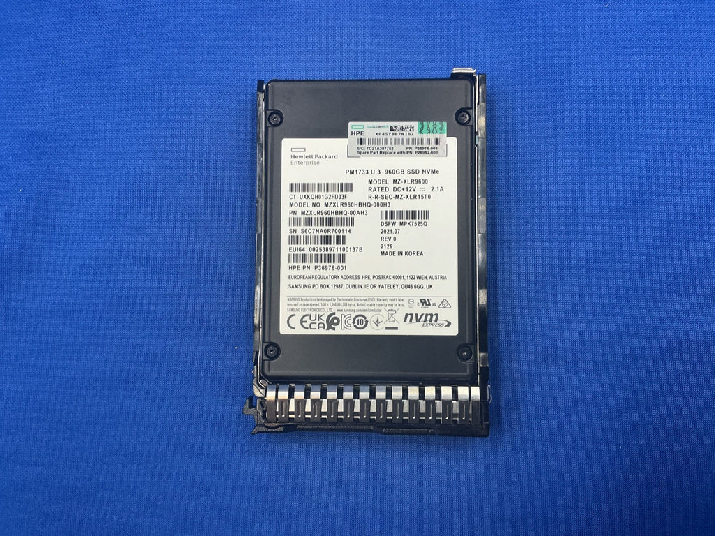 P26538-B21 HPE 960GB NVME GEN4 HIGH PERFORMANCE READ INTENSIVE SFF SC U.3 SSD