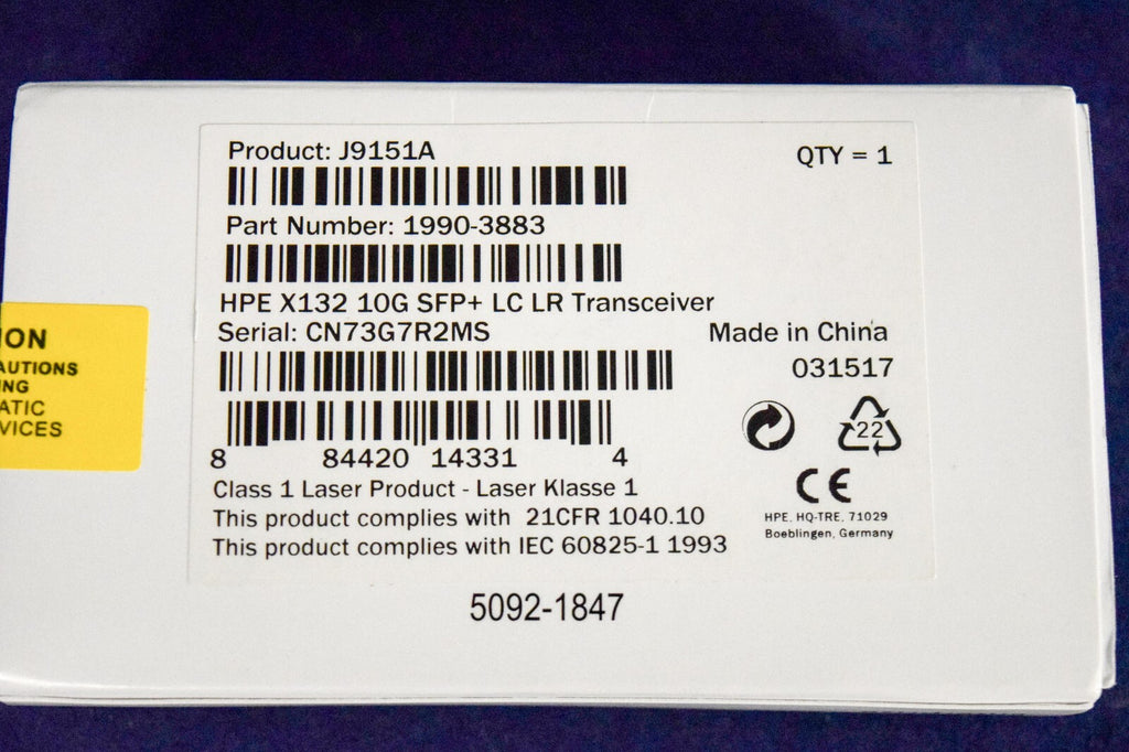 Factory New Sealed J9151A GENUINE HP PROCURVE X132 10G SFP+ LC LR TRANSCEIVER