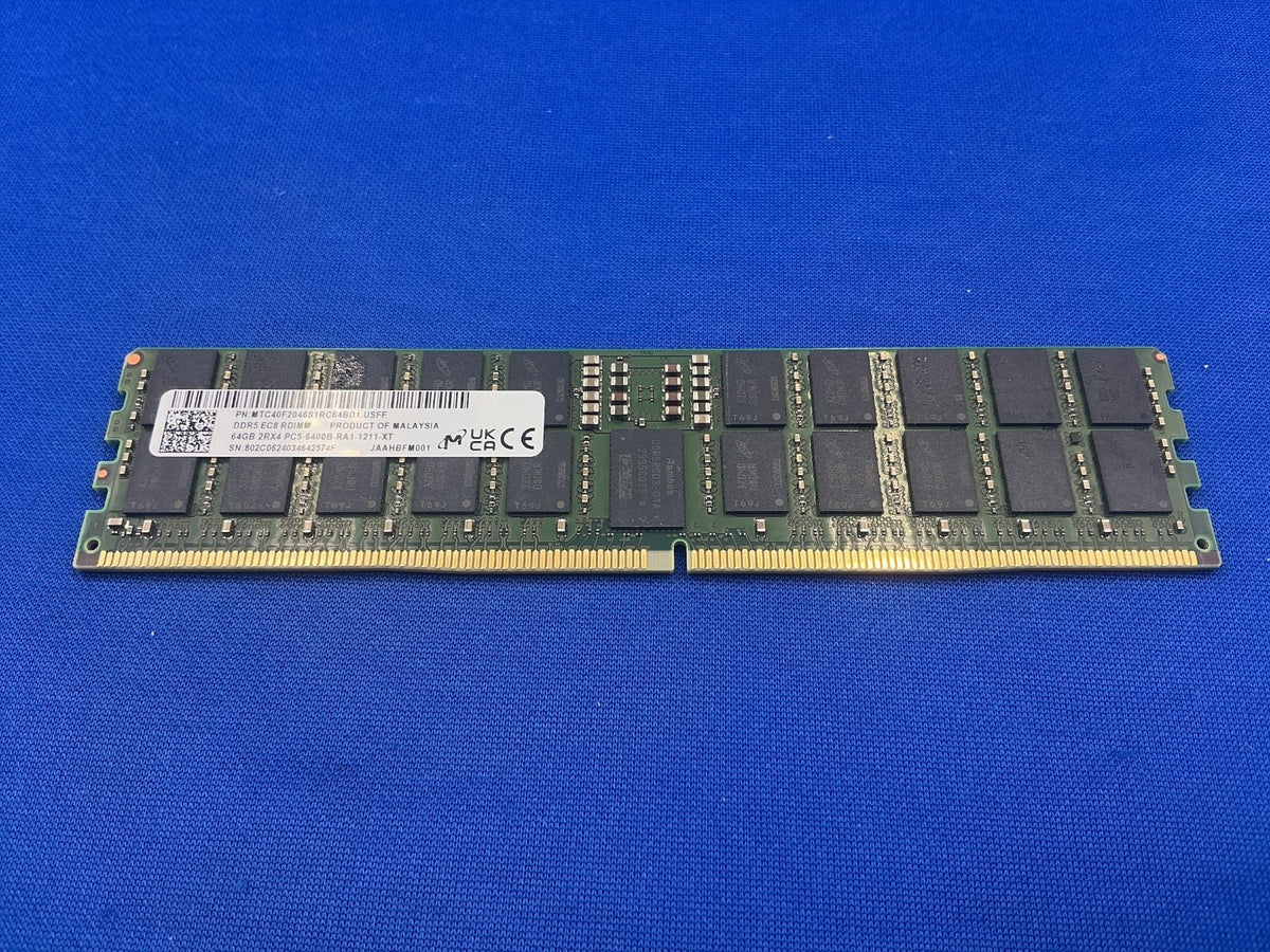 MTC40F2046S1RC64BD1 MICRON 64GB (1X64GB) 2RX4 PC5-6400B RDIMM MEMORY