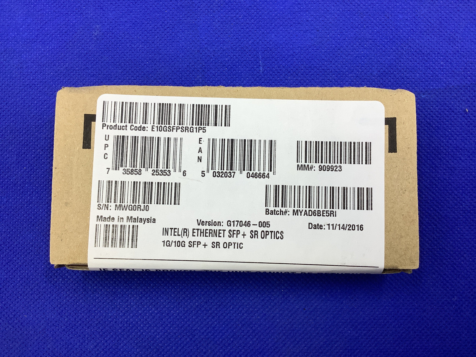 F/S E10GSFPSRG1P5 Intel 10G Ethernet SFP+ SR Optic Transceiver for X520-DA2/SR2
