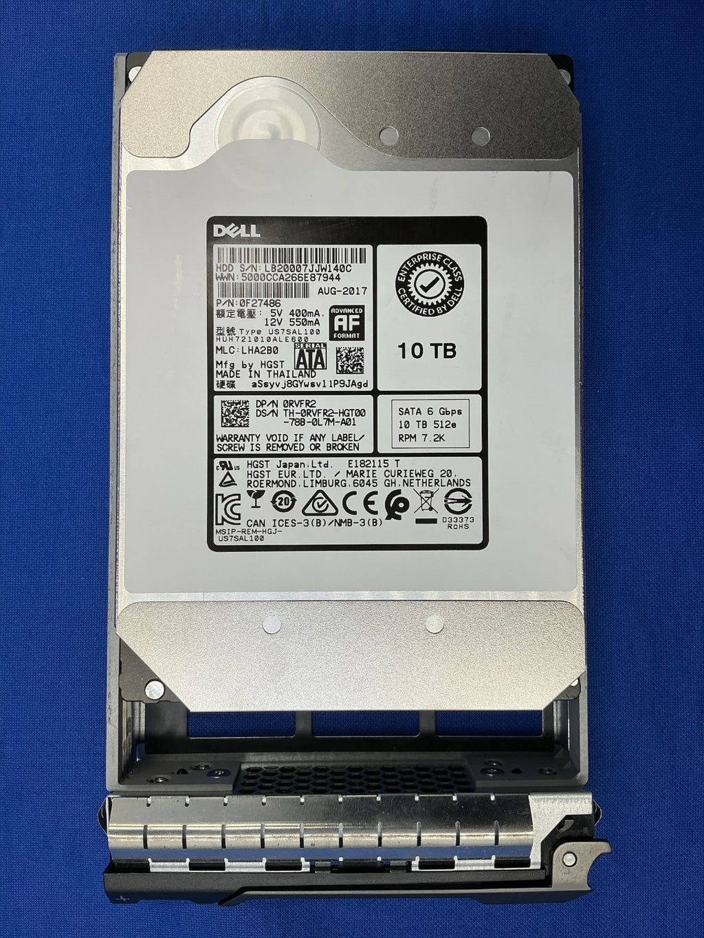Dell 0RVFR2 10TB 7.2K SATA 6Gb/s 512e 3.5" Enterprise HDD RVFR2 HUH721010ALE600