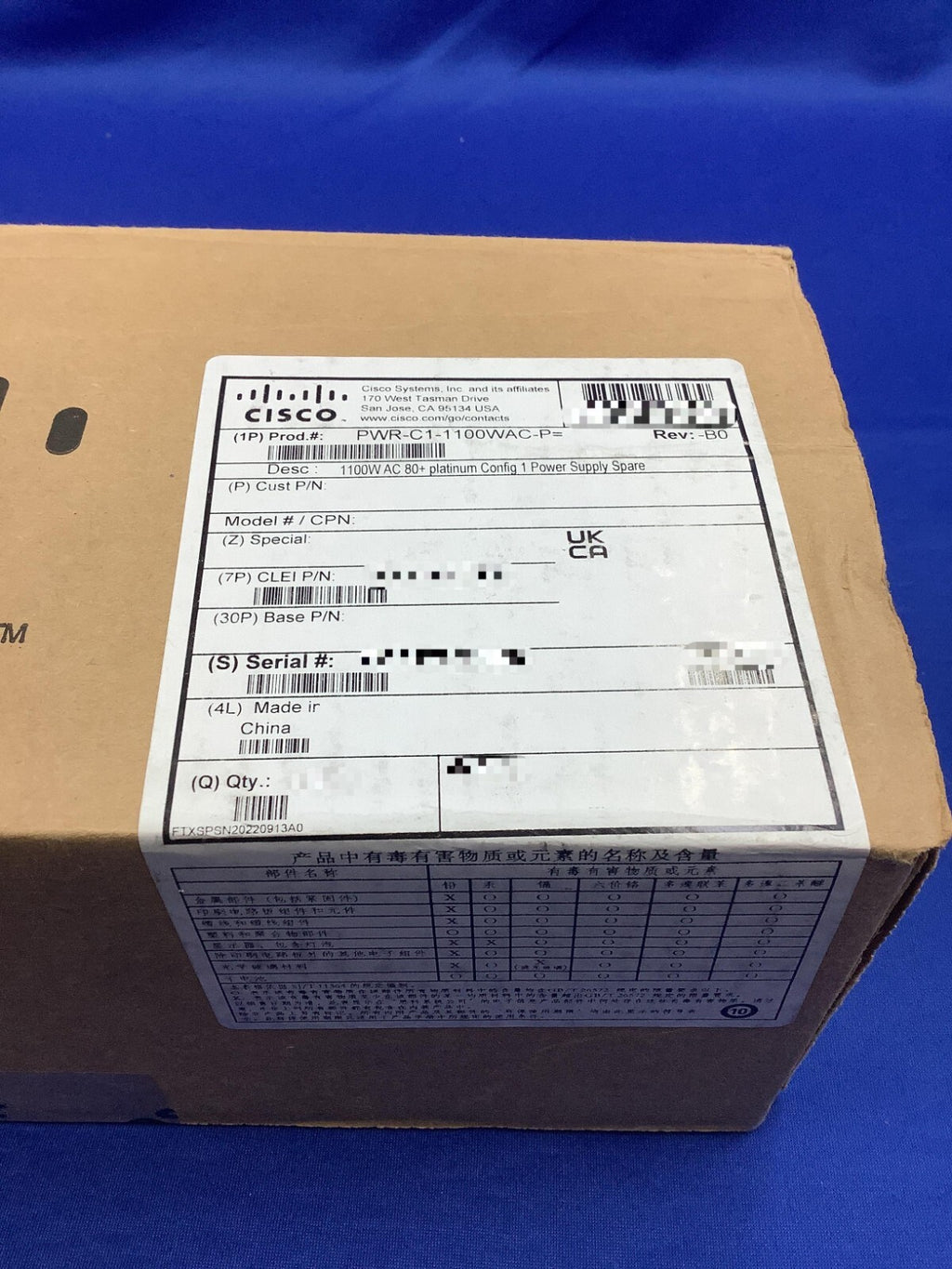 NOB CISCO PWR-C1-1100WAC-P 1100 Watt Ac Power Supply For Catalyst 3850