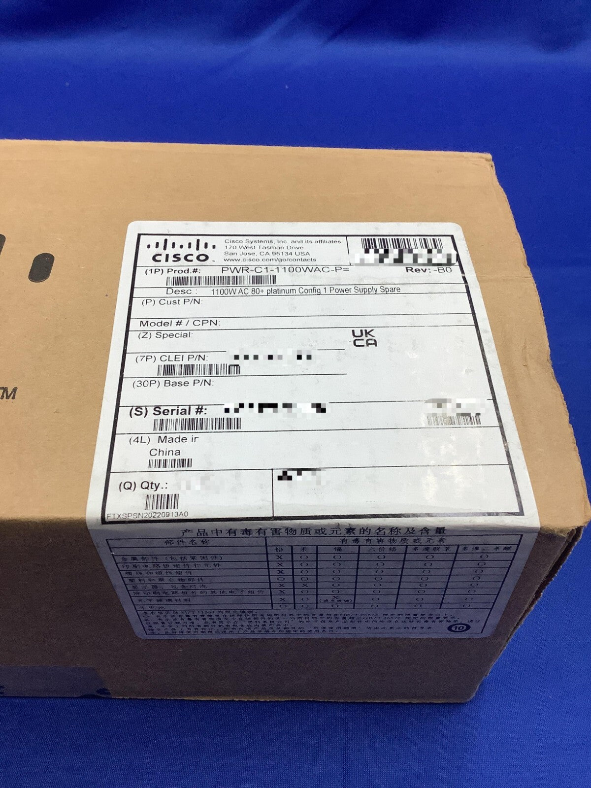 NOB CISCO PWR-C1-1100WAC-P 1100 Watt Ac Power Supply For Catalyst 3850