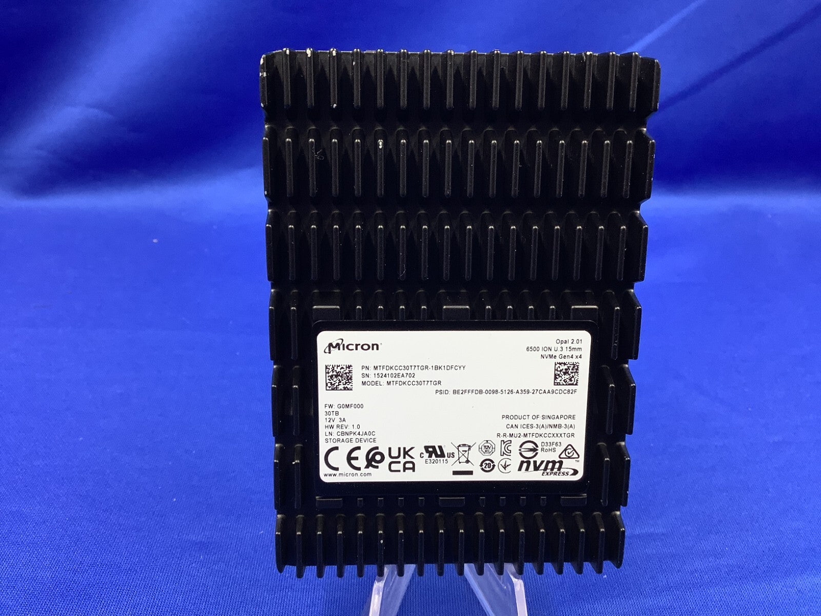 MTFDKCC30T7TGR Micron 6500 Ion 30.72TB U.3 PCIE 4.0 Nvme SED SSD