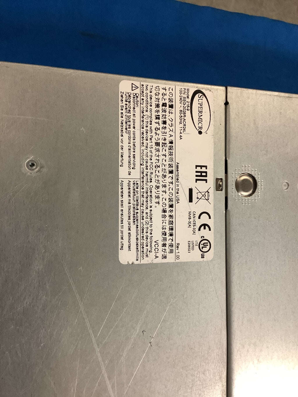 SUPERMICRO 2028R-ACR24L SERVER 920W PSU Good condition, tested. No HDD, no CPU