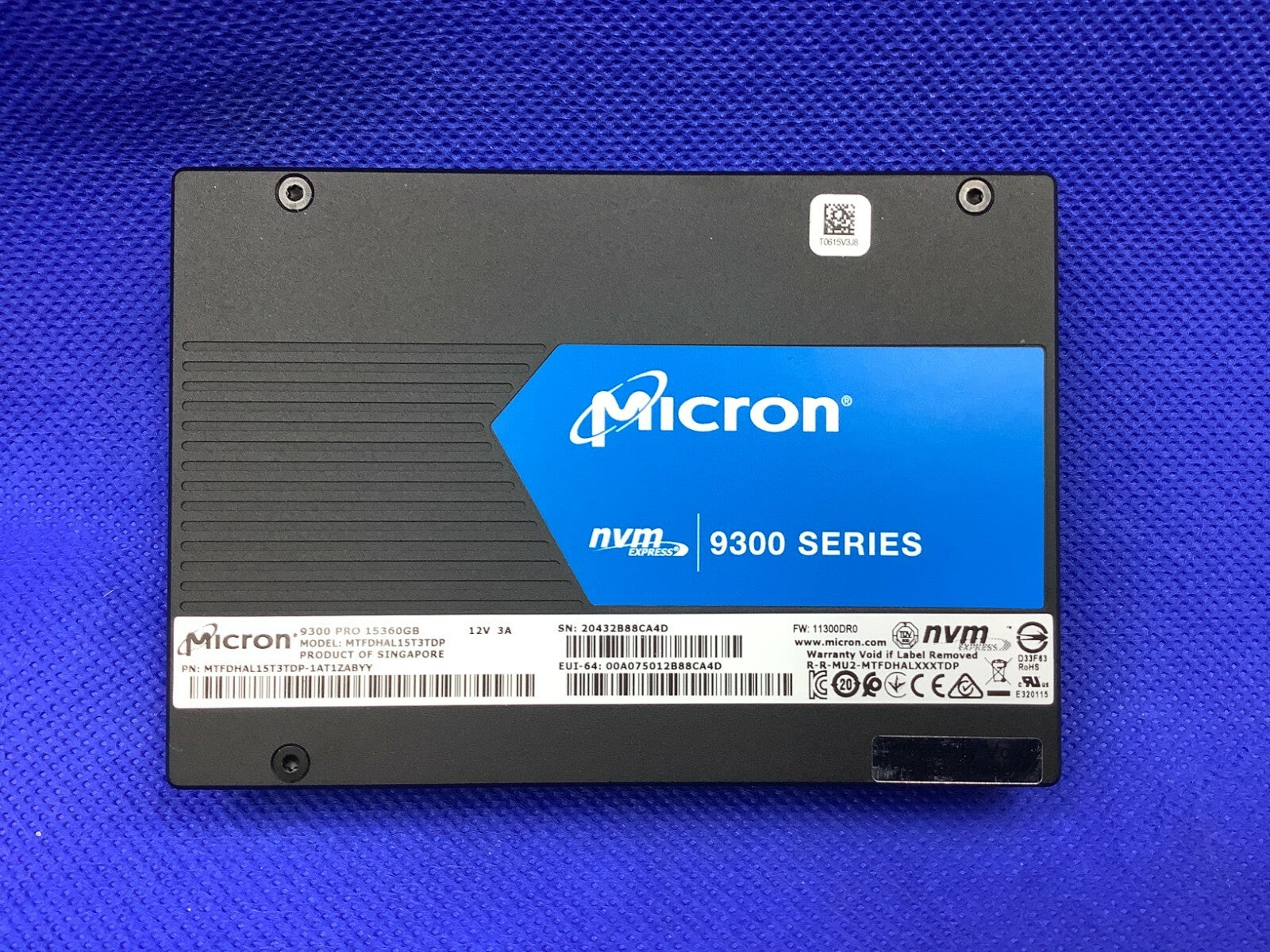 MTFDHAL15T3TDP Micron 9300 PRO Series 15.36TB 2.5" PCIe NVMe U.2 3D TLC SSD