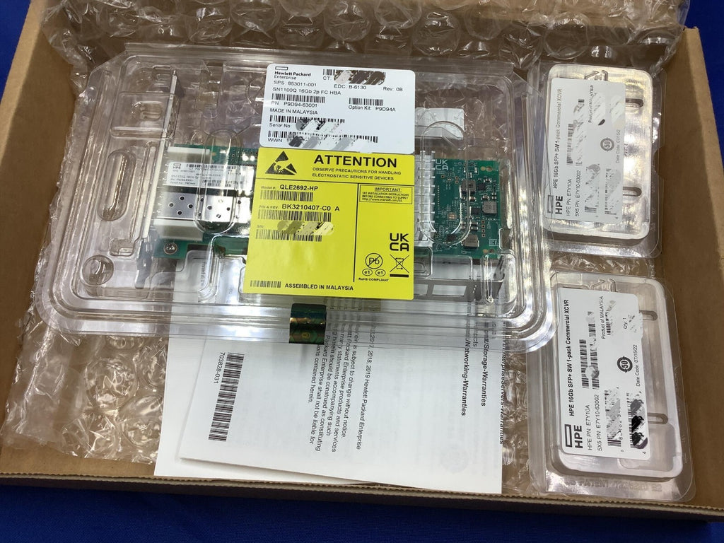 NOB HPE QLE2692 P9D94A SN1100Q 16Gb Dual Port Fibre Channel HBA 853011-001