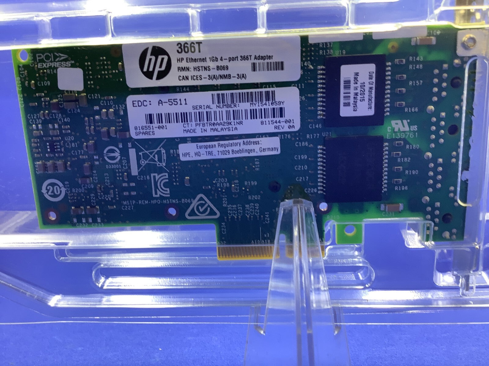 811546-B21 HP ETHERNET 1GB 4-PORT 366T ADAPTER 816551-001 81154 Both Brackets