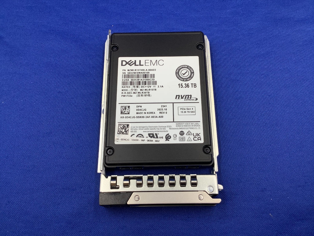 Dell D4CJG 15.36TB Samsung PM1733a U.3 NVMe Gen4 Read Intensive SSD MZ-WLR15TB