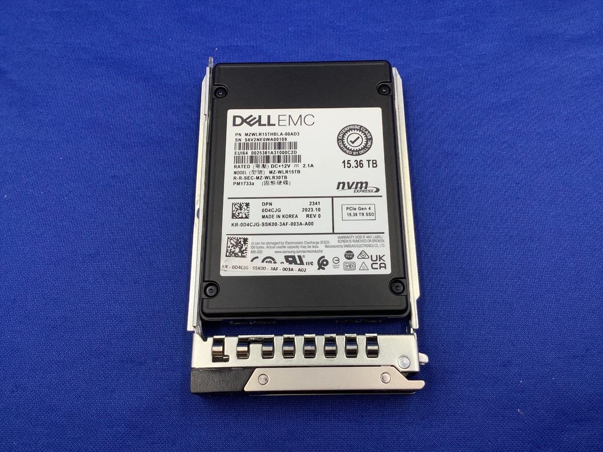 Dell D4CJG 15.36TB Samsung PM1733a U.3 NVMe Gen4 Read Intensive SSD MZ-WLR15TB