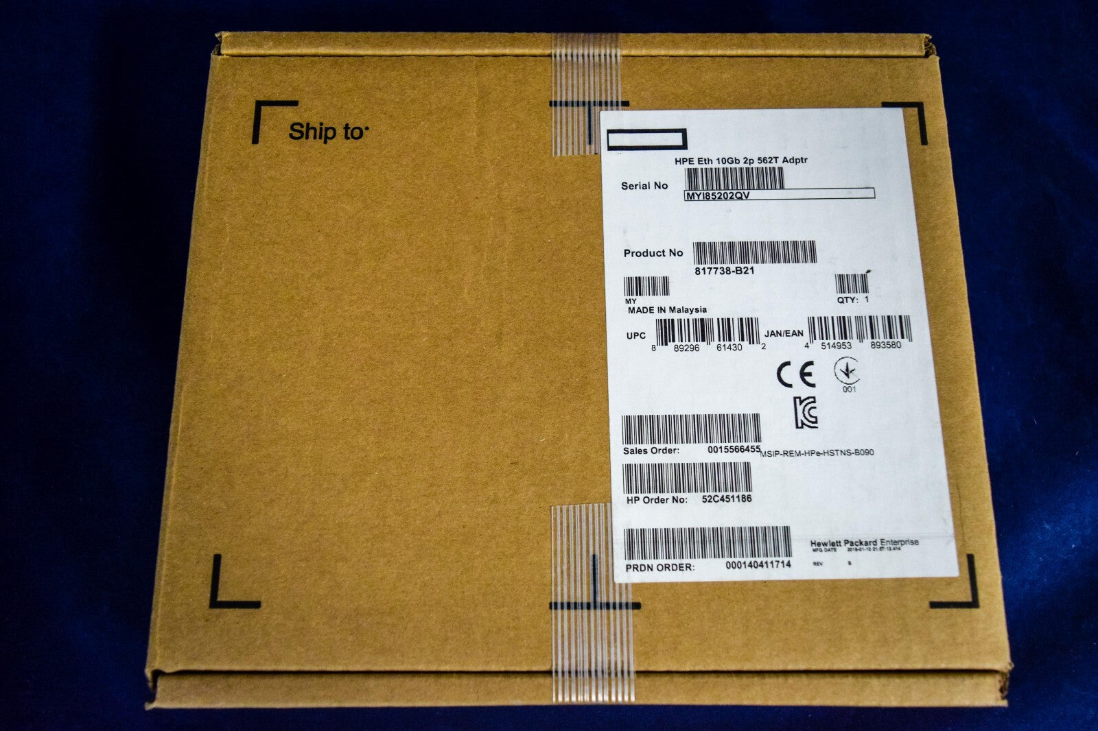 NEW F/S 817738-B21 HPE Ethernet 10Gb 2-port 562T adapter  817736-001 840137-001