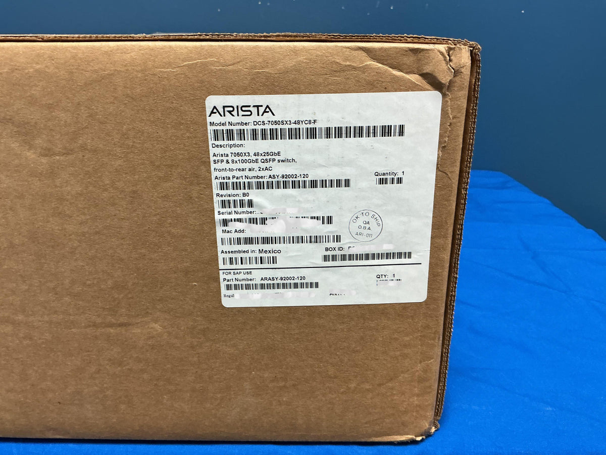 NEW DCS-7050SX3-48YC8-F ARISTA 7050X3 48x25GbE SFP & 8x100GbE QSFP switch