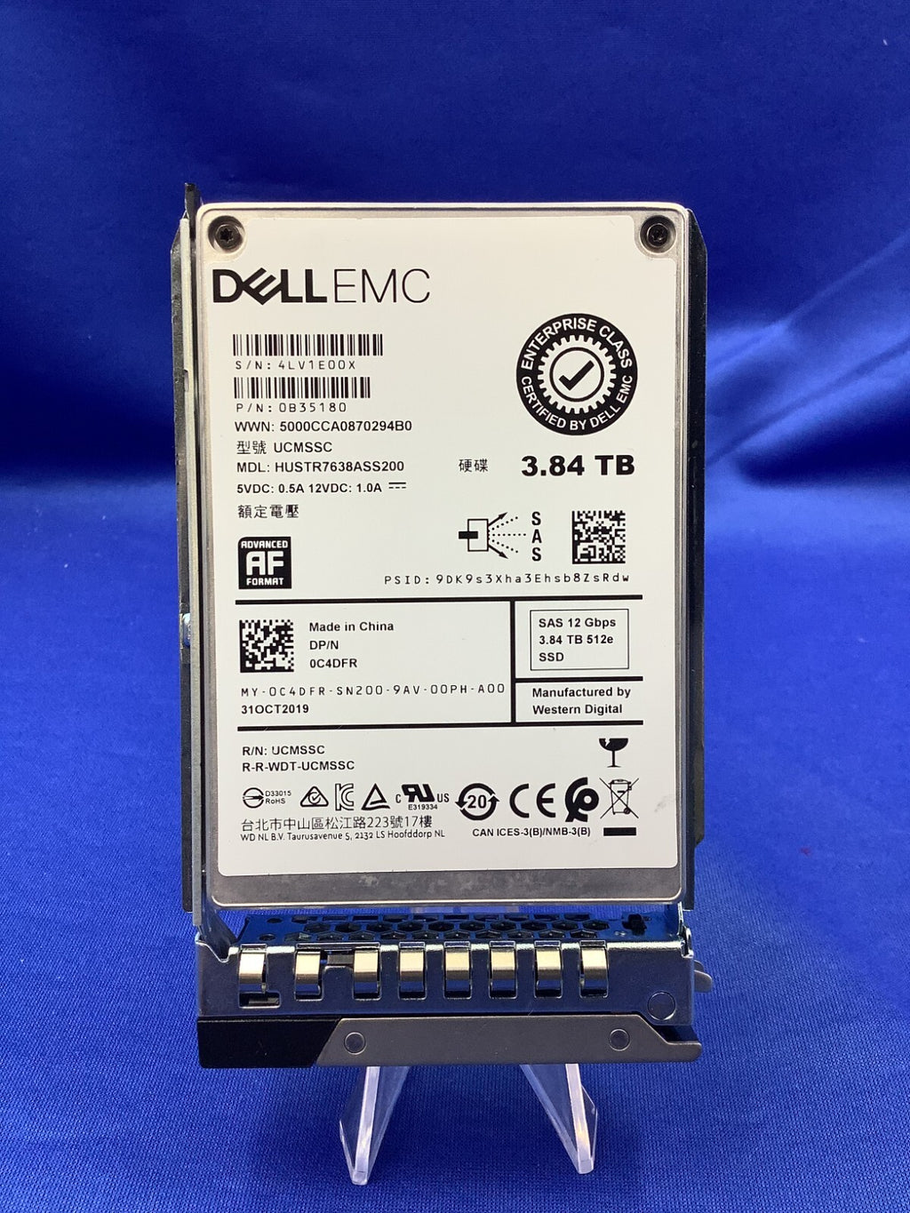 C4DFR DELL EMC 3.84TB SAS 12G TLC RI 2.5  SSD 0C4DFR  HUSTR7638ASS200