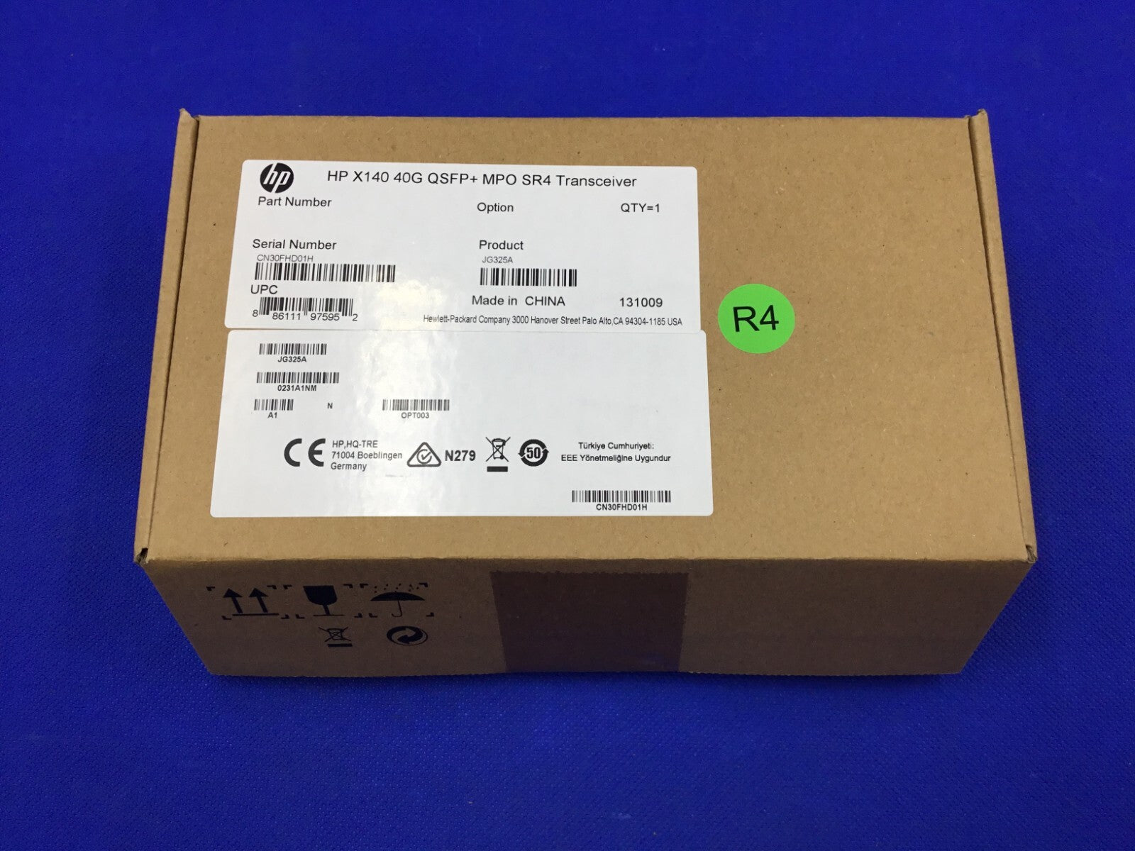 NOB JG325A HPE X140 40G QSFP+ MPO SR4 TRANSCEIVER JG325-61001