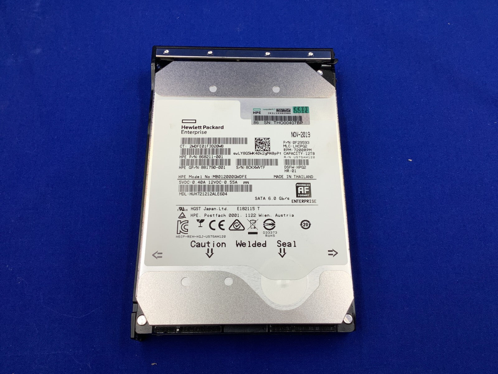 881787-B21 HPE 12TB SATA 6G 7.2K LFF 512E HDD 882401-001 868211-001