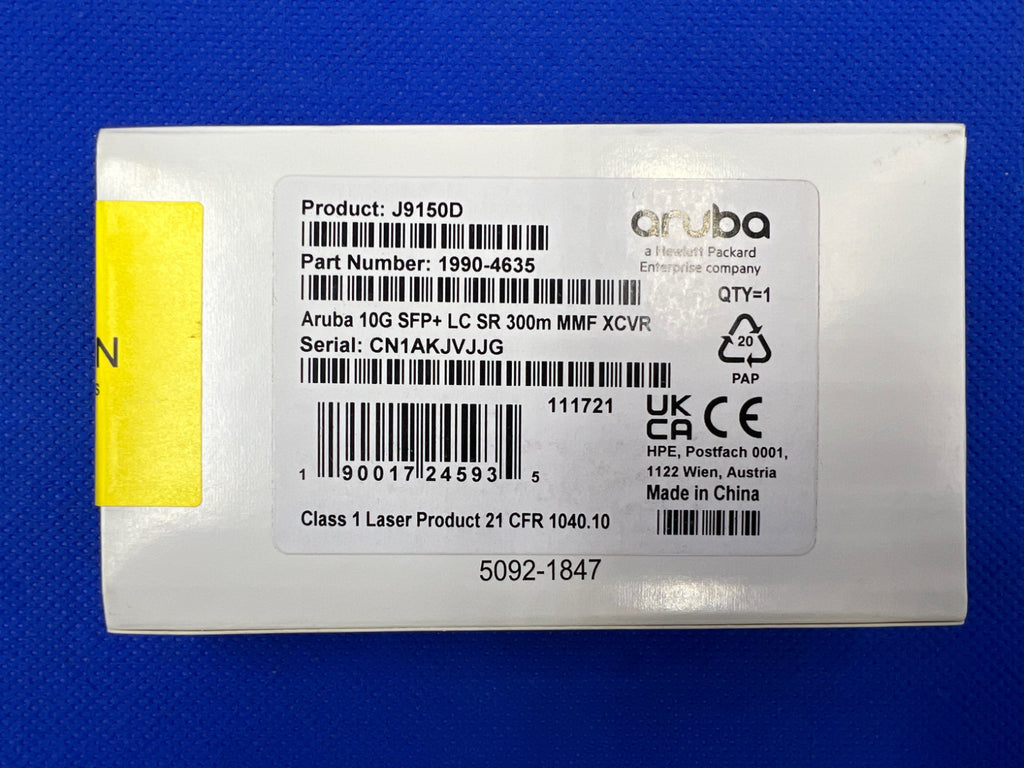 NEW F/S J9150D HPE ARUBA 10G SFP+ LC SR 300m OM3 MMF Transceiver Aruba 1990-4391