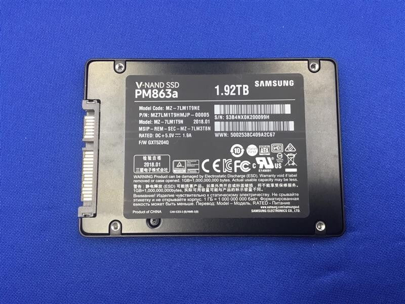 💥💯💥MZ-7LM1T9N Samsung PM863A Series 1.92TB 2.5 inch SATA3 SSD MZ7LM1T9HMJP