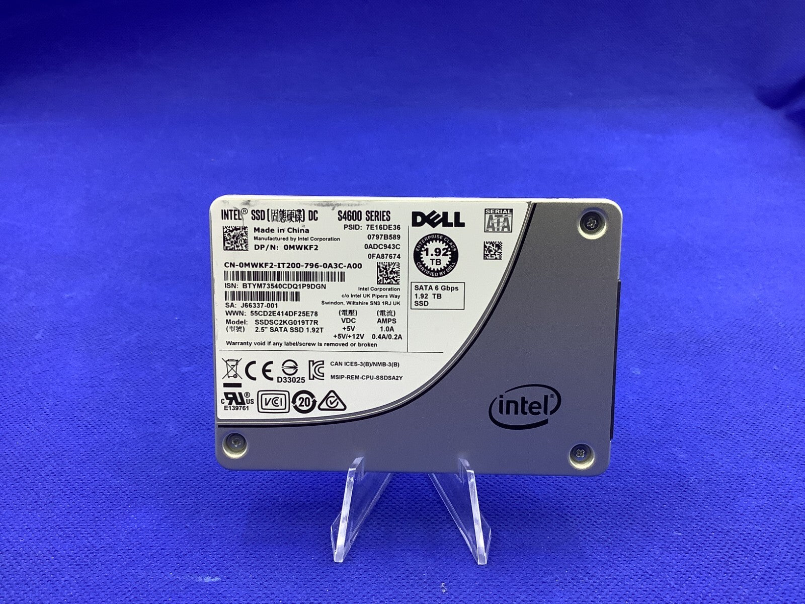 55J8H Dell Intel D3-S4610 1.92TB SATA 6Gb/s 2.5" MU SSD 055J8H SSDSC2KG019T8R