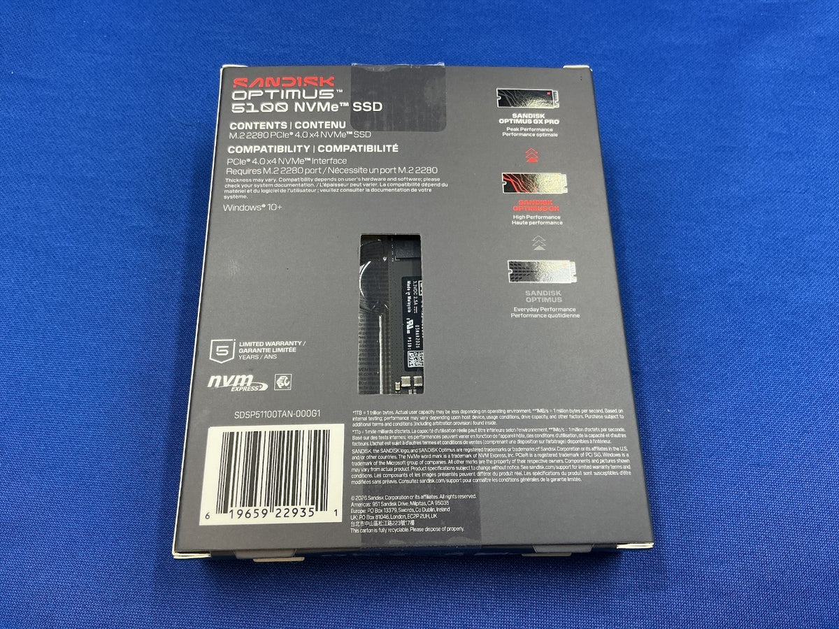 SDSP51100TAN SanDisk Optimus  5100 1TB M.2 2280 NVMe PCIe 4.0x4 Internal SSD