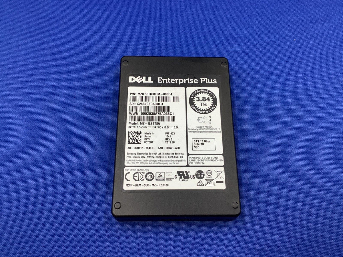 Dell CT0H2 3.84TB Samsung PM1633 SAS 12Gb/s 2.5" Enterprise SSD MZ-ILS3T8A