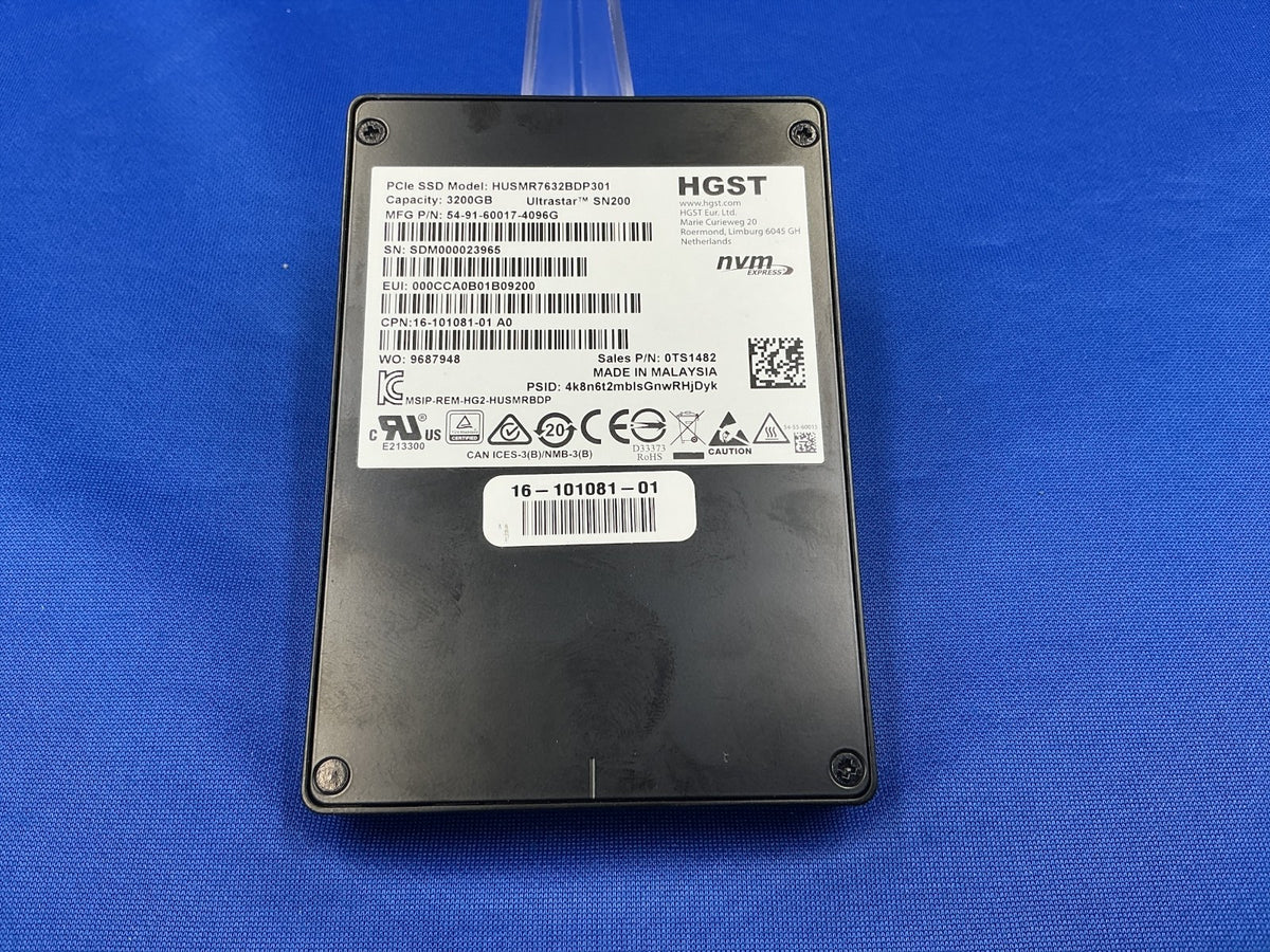 HUSMR7632BDP301 WD Ultrastar SN200 3.2TB MLC PCIe Gen 3 NVMe 2.5in SSD 0TS1482