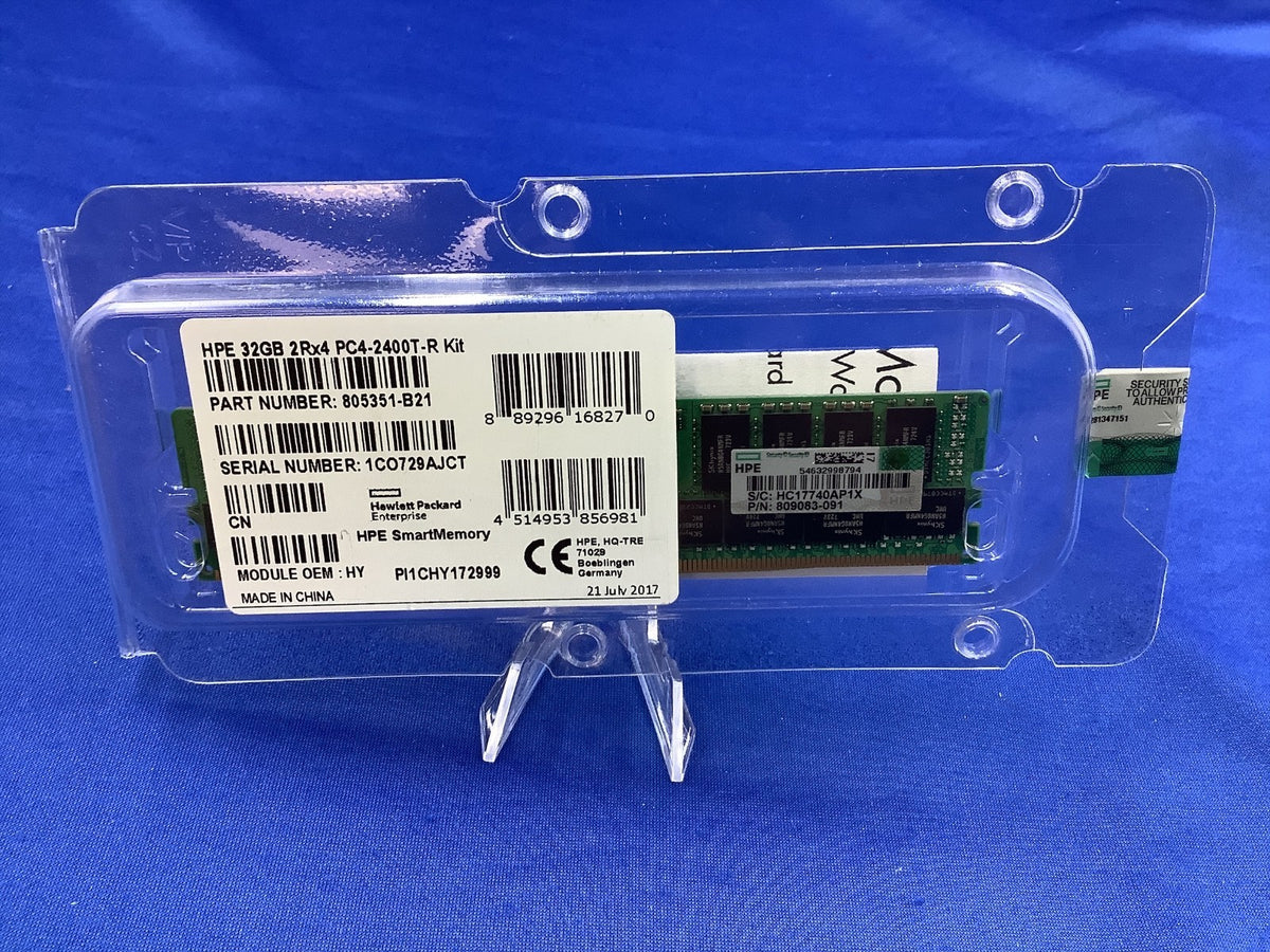 BRAND NEW 809083-091 HP 32GB 2RX4 PC4-2400T MEMORY 805351-B21 819412-001