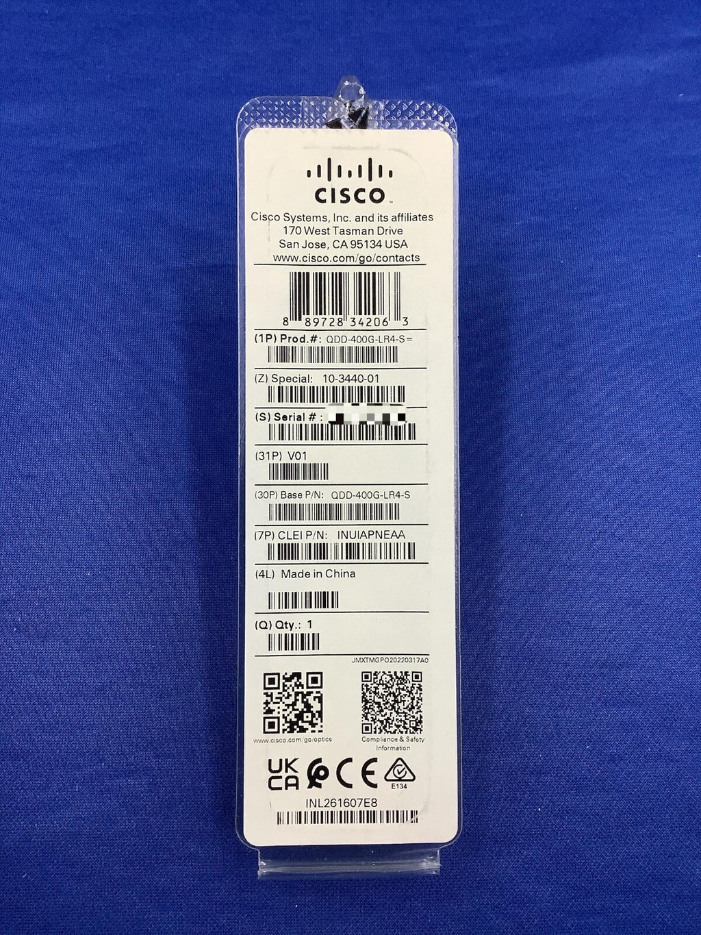 QDD-400G-LR4-S CISCO 400G QSFP-DD Transceiver, 400G-LR4, Duplex LC, 10km Duplex