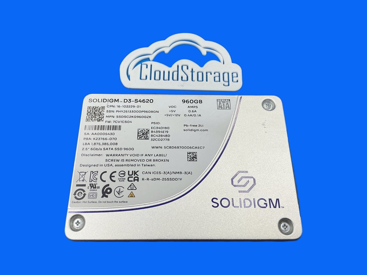 SSDSC2KG960GZK Intel Solidigm D3-S4620 Series 960GB SATA 6Gb/s 2.5'' SSD