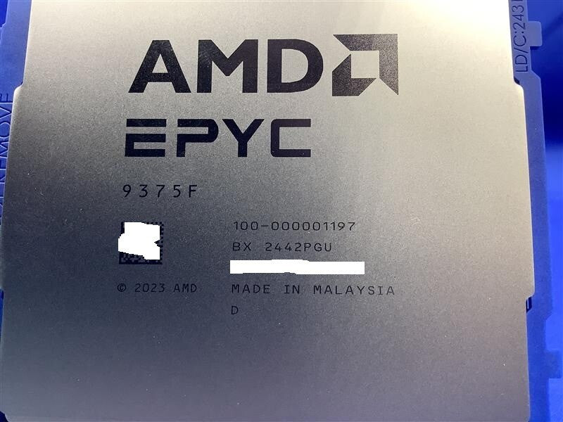 AMD EPYC 9375F 32-Cores 3.8 GHz Up to 4.8 GHz SP5 256MB 320W CPU 100-000001197