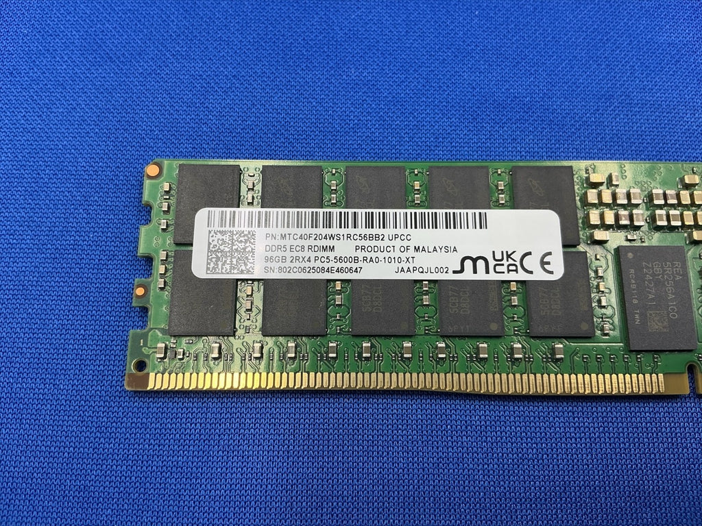 MTC40F204WS1RC56BB2 MICRON 96G (1X96GB) 2RX4 PC5-5600B RDIMM MEMORY