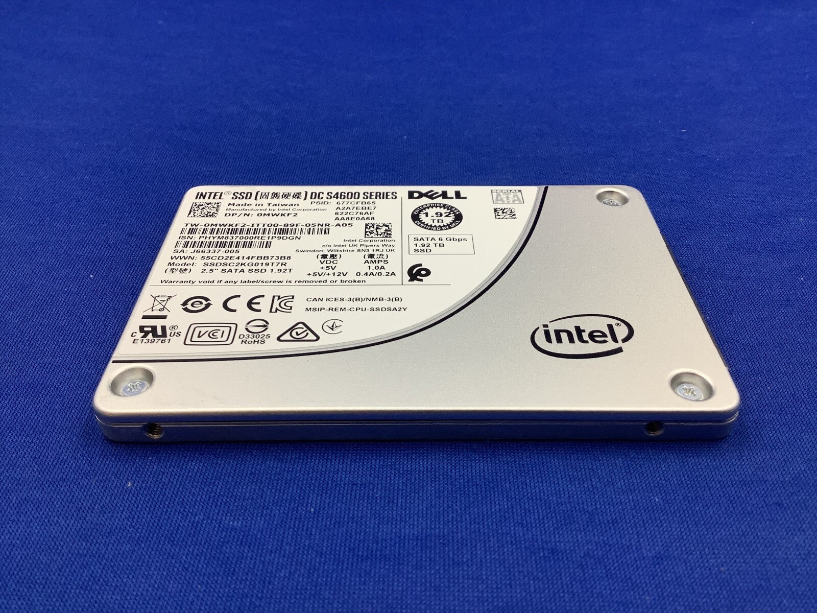 0MWKF  MWKF2 Dell Intel DC S4600 1.92TB 6Gb/s SATA 2.5'' SSD SSDSC2KG019T7R