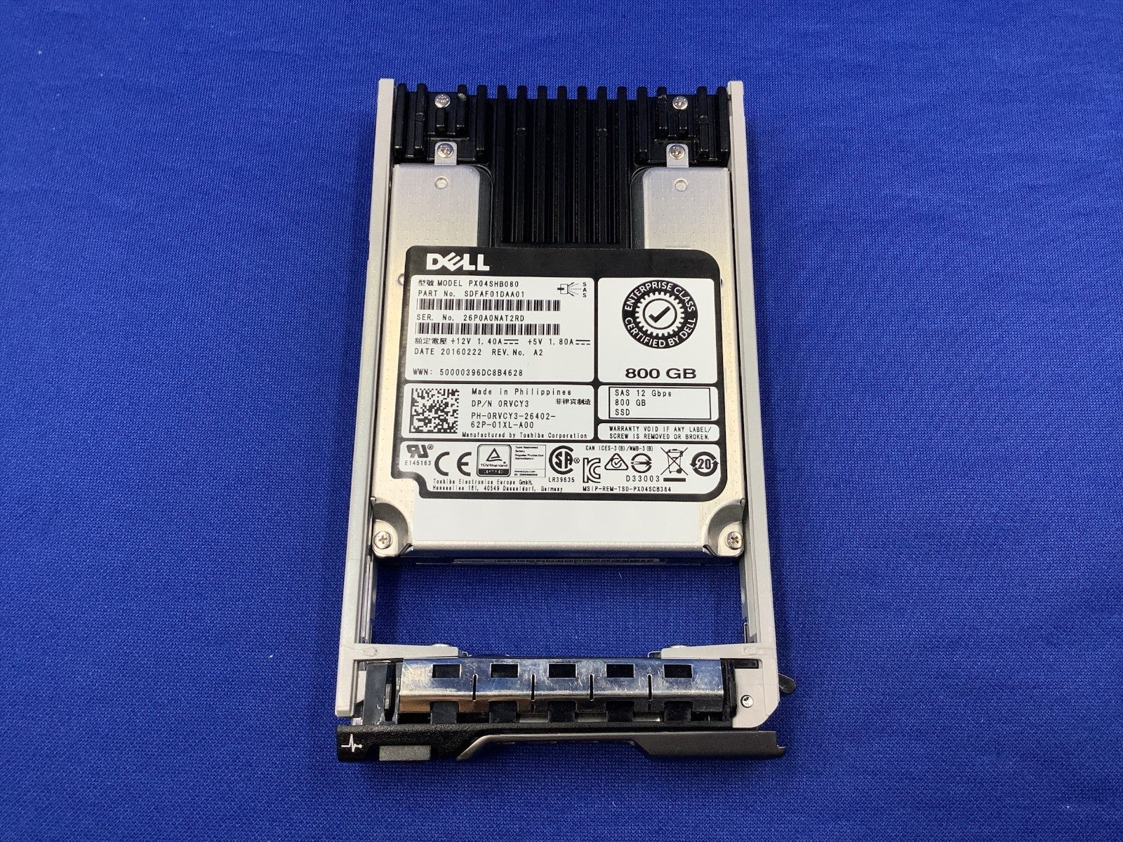 RVCY3 Dell 800GB 12Gb/s SAS 2.5in WI MLC SSD SDFAF01DAA01 0RVCY3