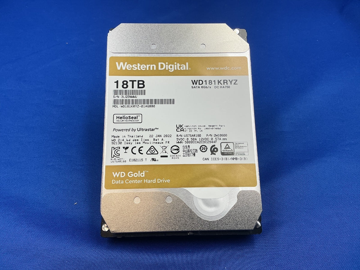WD181KRYZ WD Gold 18TB 7200 RPM SATA 6Gb/s 512MB 3.5" Enterprise HDD