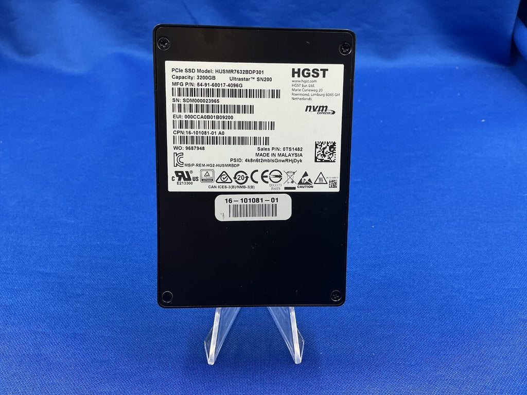 HUSMR7632BDP301 WD Ultrastar SN200 3.2TB MLC PCIe Gen 3 NVMe 2.5in SSD 0TS1482