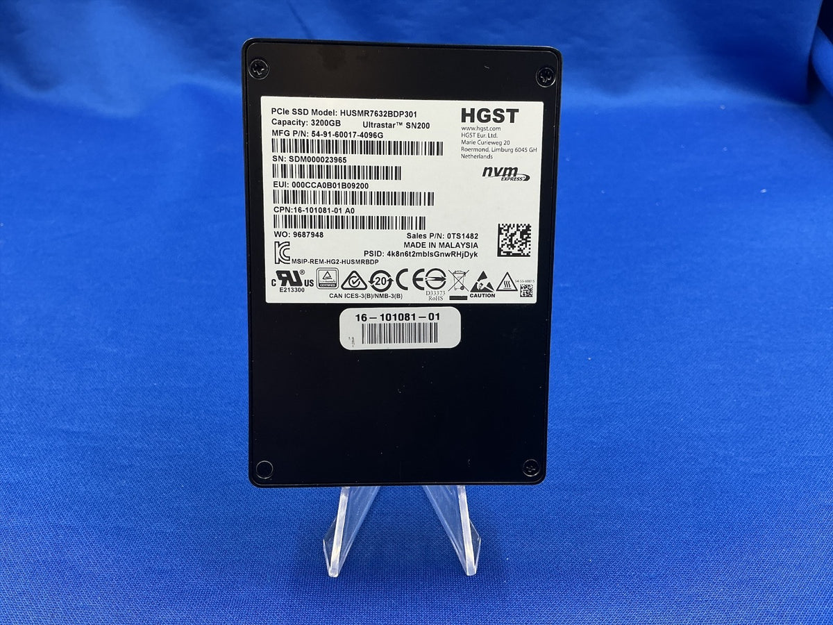 HUSMR7632BDP301 WD Ultrastar SN200 3.2TB MLC PCIe Gen 3 NVMe 2.5in SSD 0TS1482