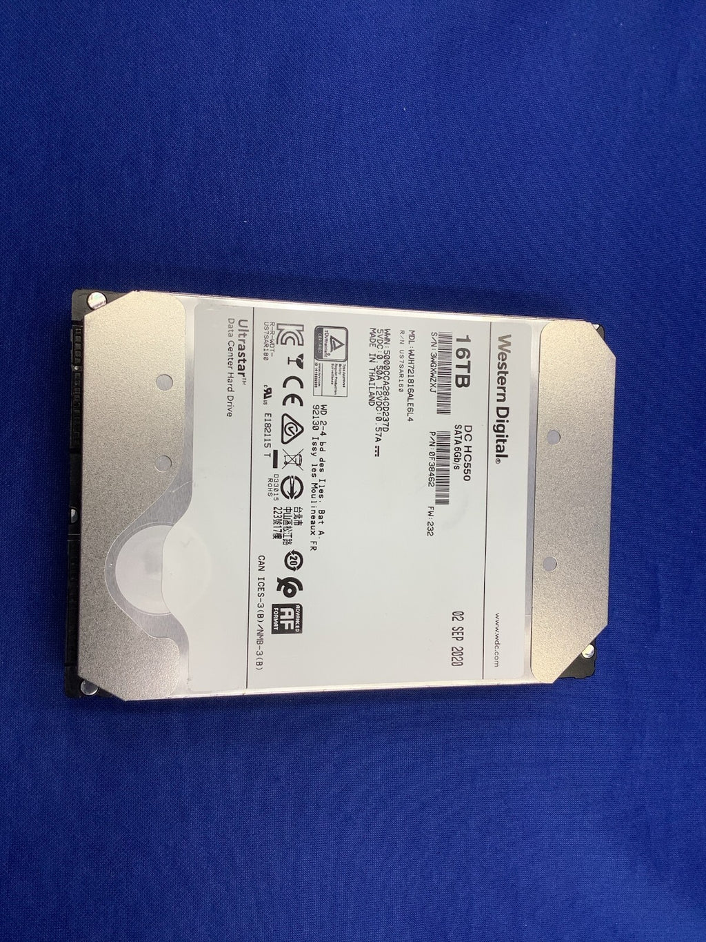 WD DC HC550 16TB 7.2K SATA 6Gb/s 512e 512Mb 3.5 in HDD WUH721816ALE6L4