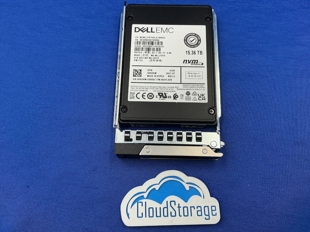 Dell EMC H65KM Samsung PM1733 15.36TB PCIe Gen4 NVMe U.2 MZ-WLJ15T0 SSD