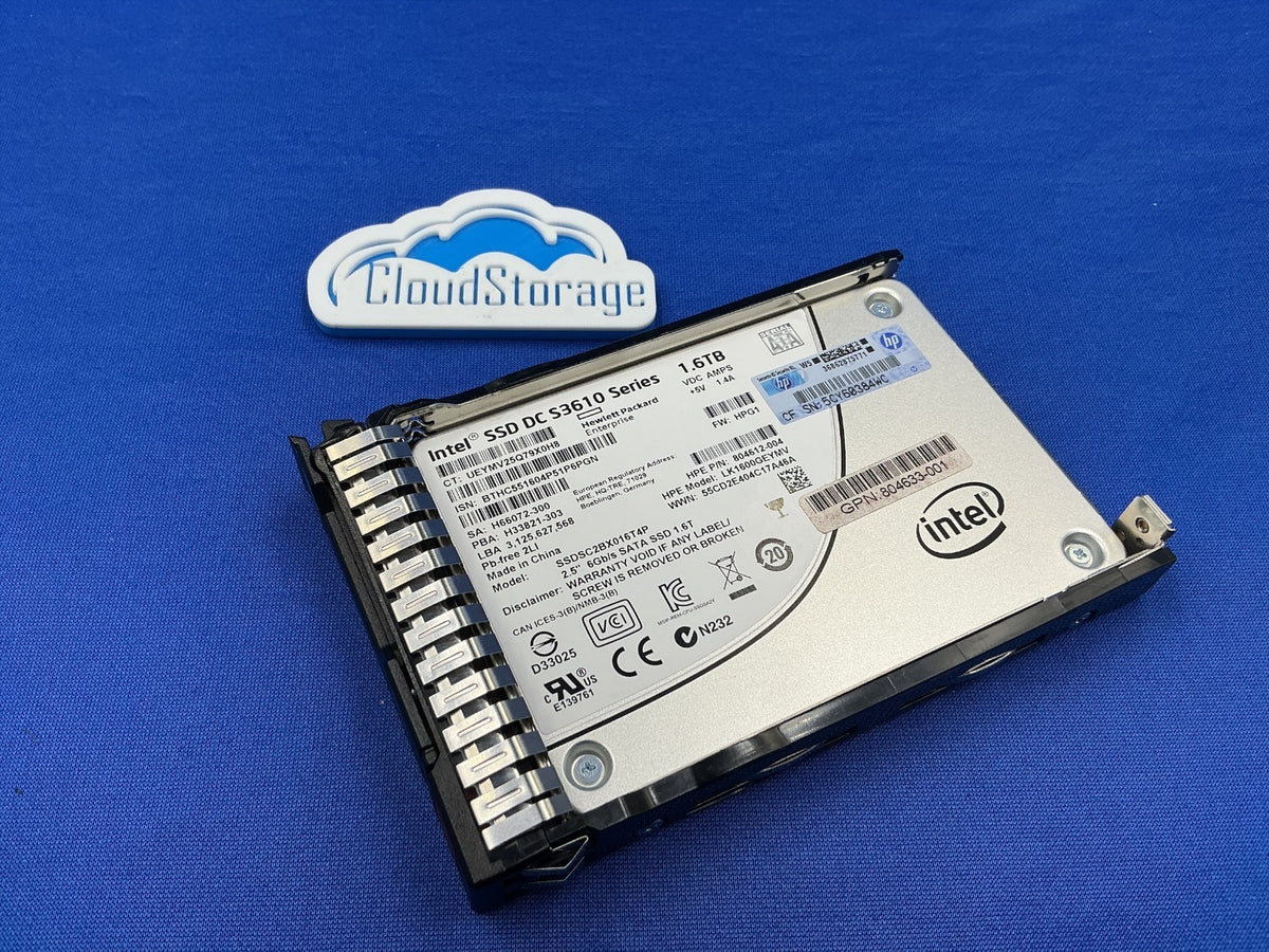 HPE 804631-B21 1.6TB SATA 6G MU 2.5 SSD Intel DC S3610 SSDSC2BX016T4P 805383-001