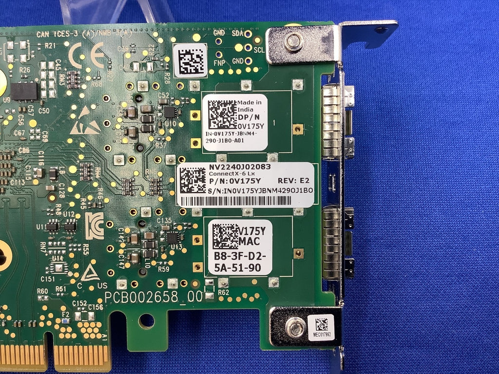 V175Y DELL CX631102A NVIDIA CONNECTX-6 LX 10/25GBE SFP28 NETWORK ADAPTER 0V175Y