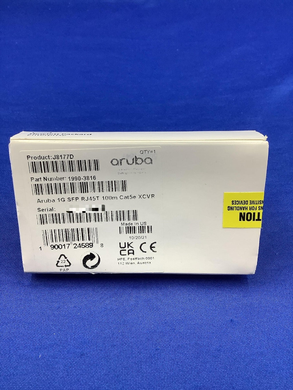 J8177D HP ARUBA 1GB SFP RJ45 T 100M XCVR TRANCEIVER 1990-3816